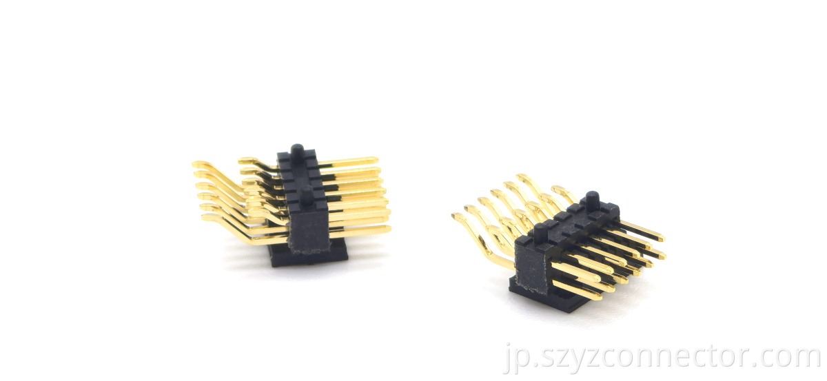 1.27mm Pitch Pin header Connector With Side Posts Dual Row Right Angle SMT SQ0.4/0.46mm H2.5mm 2*6P
